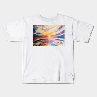 Be a Rainbow, rainbow sunset, sunset print, beach art, colorful sunset, ocean painting, ocean prints, colorful sunset Kids T-Shirt